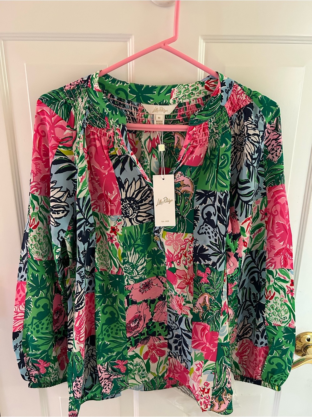 New Lilly Pulitzer Elsa Silk Top Party Punch Patch Floral Medium NWT